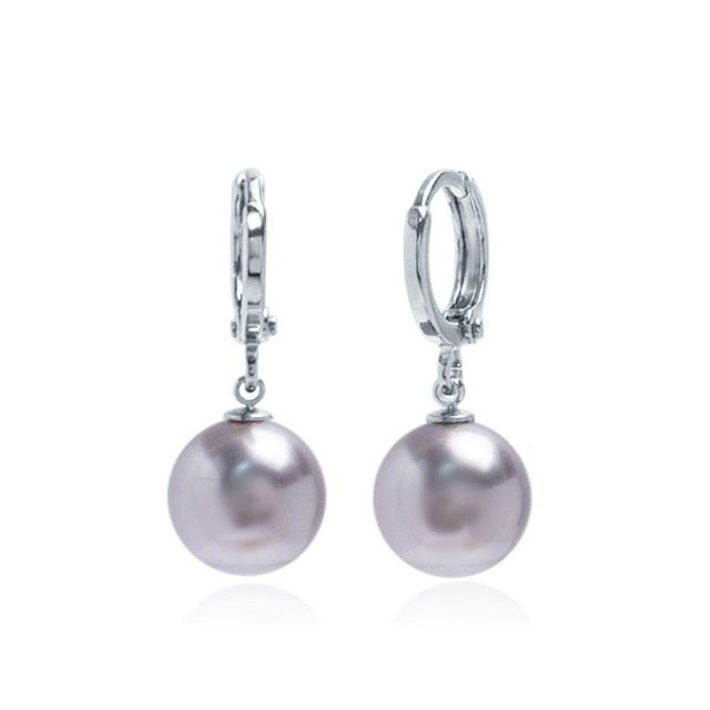 E486 10mm Light Gray Pearl One-Touch Earrings
