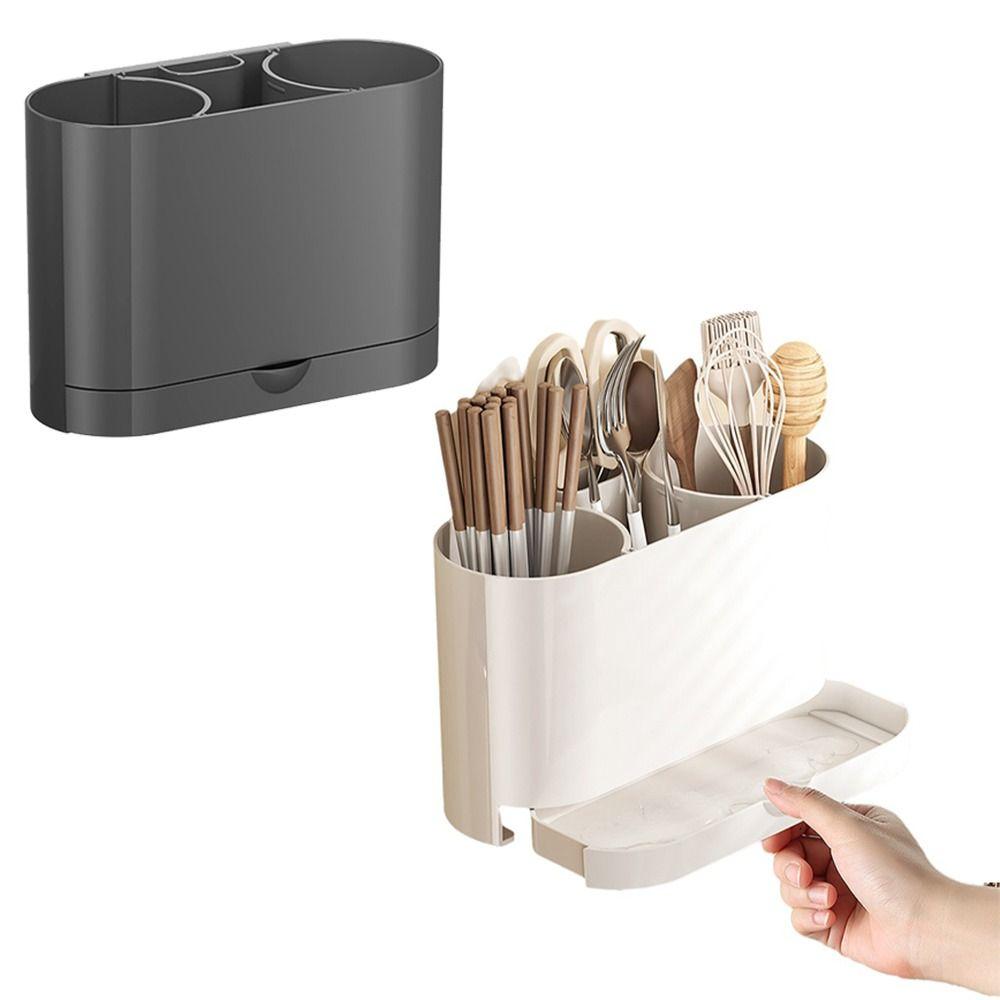 Drainage Hanging Chopsticks Cage with Water Tray Kitchen Utensil Holder Chopstick Drain Box