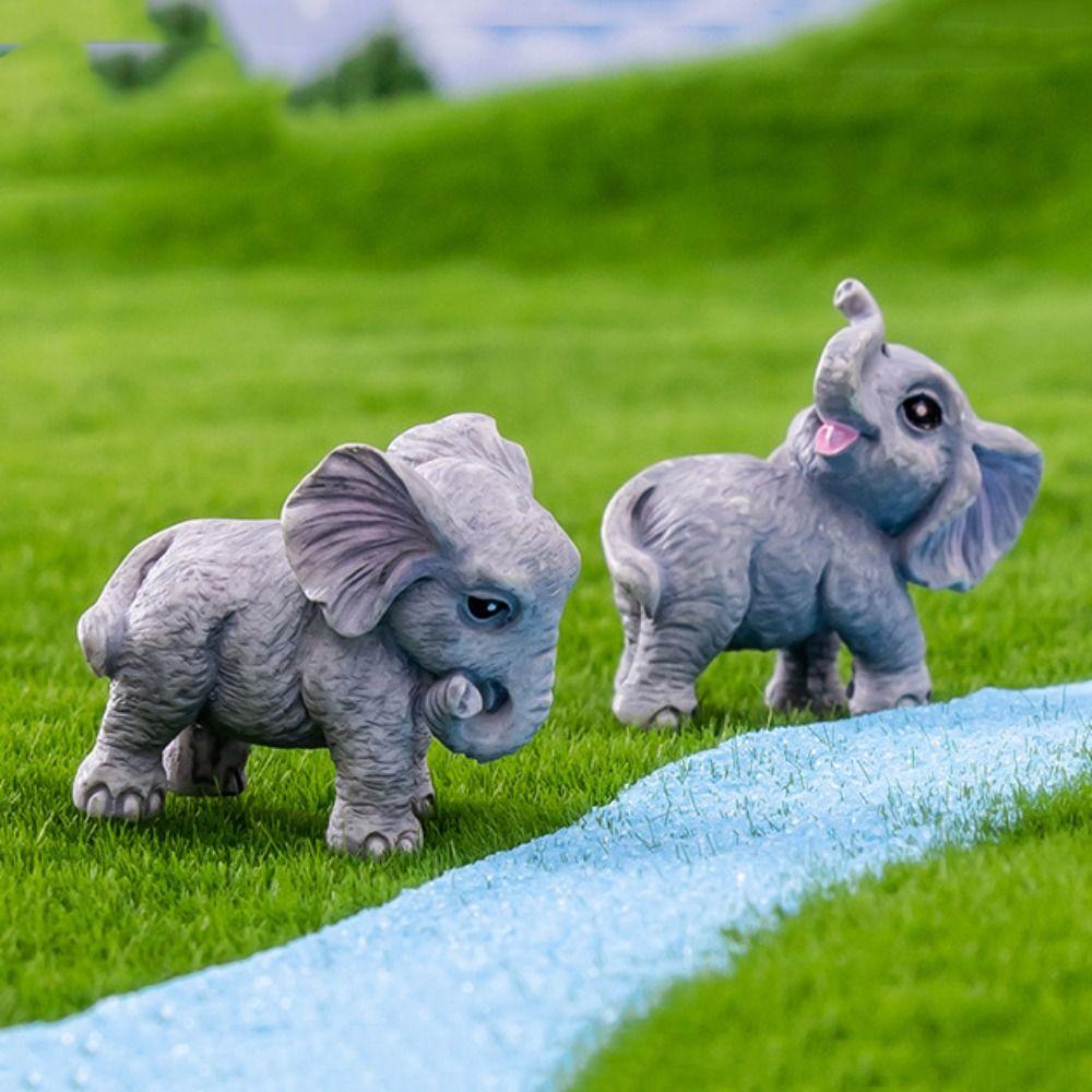 Многоцветный миниатюрный слон из смолы, настольные безделушки, игрушка, мини-фигурки слонов