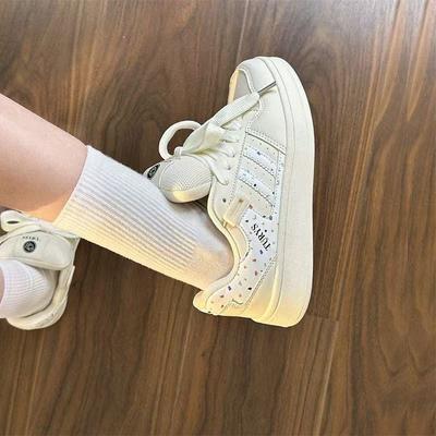 Нишевые оригинальные бежевые в тон принтованные хлебные туфли новые универсальные спортивные кеды для скейтборда повседневные белые туфли
