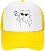 Funny Cat Hey Middle Finger Trucker Hat Adjustable Mesh Baseball Cap Casual Outdoor