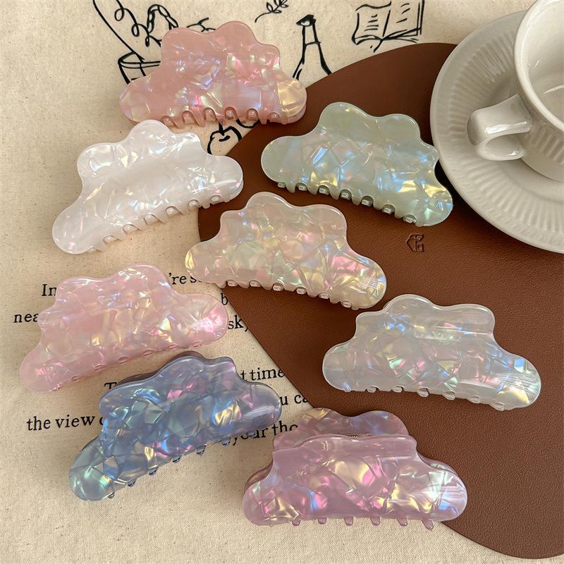 Iridescent Mermaid Hair Claw: Large Imitation Acetate Shark Clip for Women