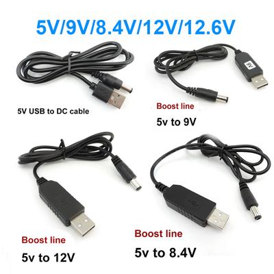 DC 5 В на USB 9 В 8,4 В 12 В 12,6 В повышающий модуль питания, линейный преобразователь, адаптер, кабель 5,5X2,1 мм, разъем для маршрутизатора ПК, ноутбука