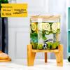 Glass Juice Dispenser with Bamboo Wood Base