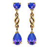 [D7983] - Gold Plated Earrings 'Pensées' Golden Violet - 24x4 Mm