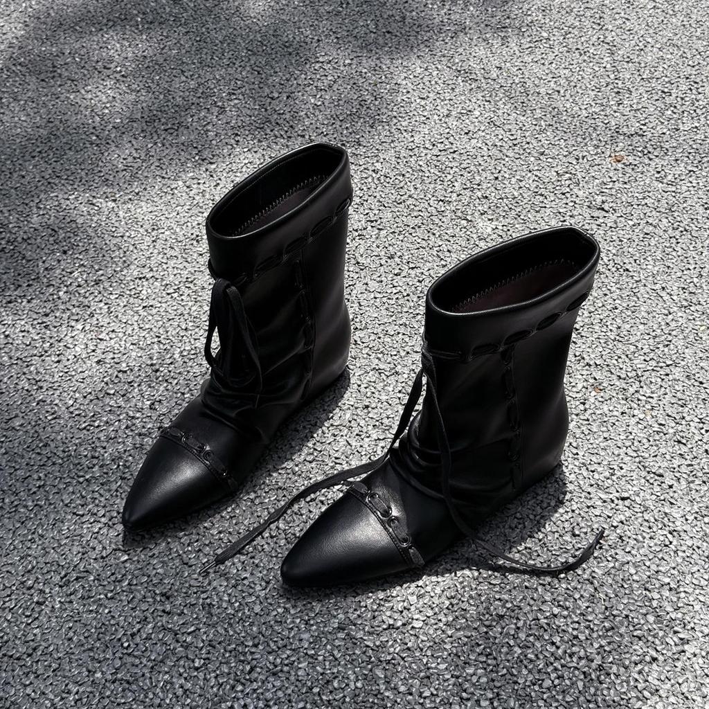 Нишевые ретро остроносые штабелируемые сенсорные складные двухниточные штабелируемые ботинки женские ремни Maillard ковбойские ботинки в западном стиле