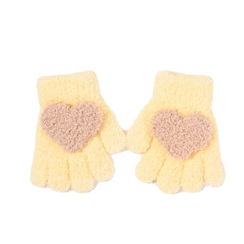 Cozy Five-Finger Knitted Children's Gloves for Autumn/Winter