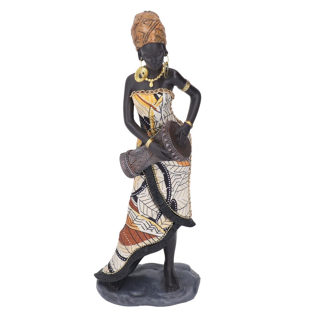 African Drum Statue Hand Crafted Lifelike Appearance Musician African Statues Resin African Statue