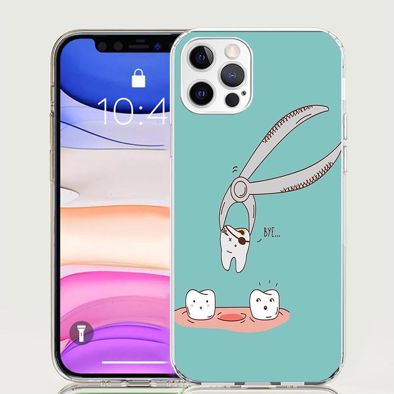 Wisdom Teeth Dentist Tooth Case Phone Cover for Apple iphone 16 15 14 13 12 Mini 11 Pro Max 16E X XS XR 7 Plus 8 + SE 2020 Trend