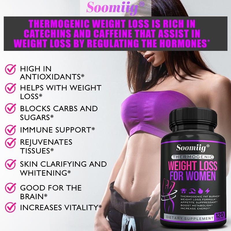 Thermogenic Dietary Supplement Capsules for Women, Green Tea EGCG & Herbal Blend, 120 Veggie Capsules