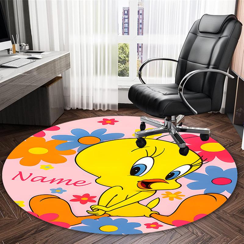 Customizable T-Tweety1 Round Non-Slip Carpet - Ideal for Garden, Picnic, Office, Perfect for Decoration, Suitable For All Seasons