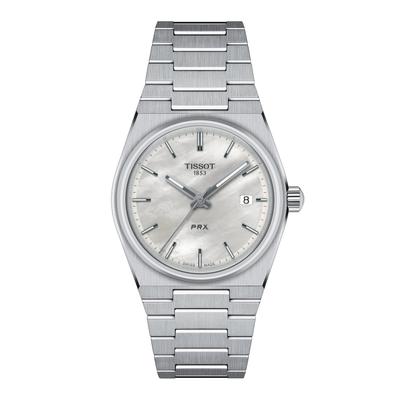 Женские часы Tissot PRX 35 мм (T1372101111100) с белым перламутровым циферблатом