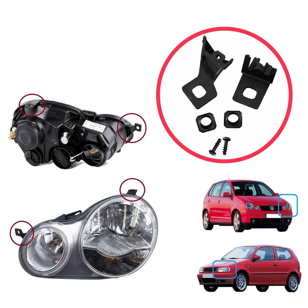 BHL508 Headlight Holder Mount Repair Bracket Tab Set Left Side for VW Polo MK3 MK4 6N 9N 1994-2008 6Q0998225