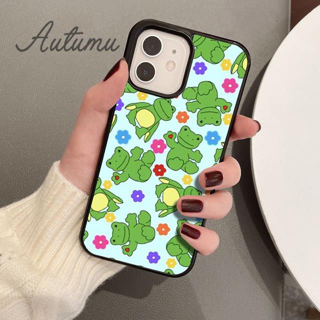 Чехол для телефона с милыми лягушками для iPhone 11, 12, 13, 14 Pro Max mini X XR XS SE 2020, 5, 6S, 7, 8 Plus, Samsung Galaxy S21 S22, чехол