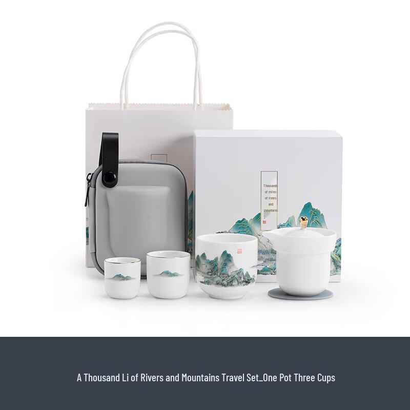 Mr. Nanshan Thousand-Mile Rivers and Mountains Ceramic Travel Tea Set
