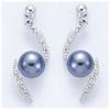 [I9850] - Silver Earrings 'Sissi' Silver Gray (rhodium-plated) - 25x10 Mm