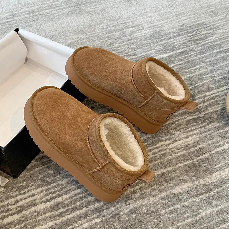 Мода 2024 года, новые классические утолщенные пушистые женские зимние сапоги, удобные теплые ботильоны, женская зимняя обувь, массивные ботинки Mujer