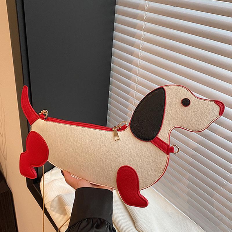 Мультяшная сумка через плечо с дизайном собаки для женщин, из искусственной кожи, сумки кроссбоди с цепочкой, персонализированная сумка на молнии для вечеринок, сумка-саквояж CLE