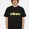 Garfield Ленивая футболка с принтом букв "GARFIELD" и коротким рукавом, Американский бренд уличной одежды, Плотный хлопок, Свободный крой, Оверсайз, Парный топ