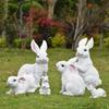 Outdoor Garden Resin Rabbit Figurines: Decorative Simulation Animals