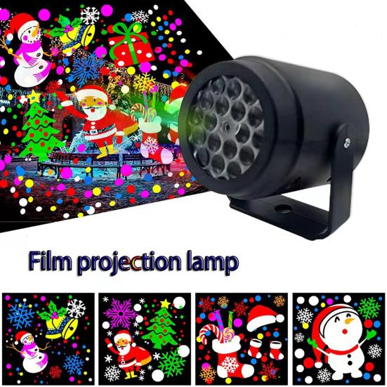 Рождественский проектор, высокая яркость, 16 узоров, дизайн, большая площадь проекции, для использования в помещении и на открытом воздухе, Рождественская вечеринка, лампа, проектор со снежинками