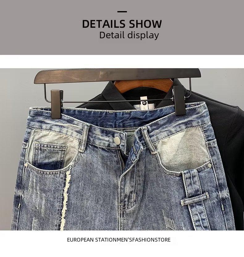 Men's Trendy Casual Denim Shorts - Versatile Summer Fashion with Loose Fit and Distressed Details
