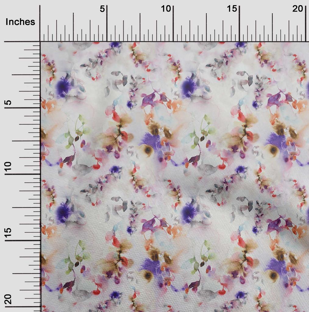 oneOone Cotton Flex Multicolor Fabric Abstract Watercolor Floral Fabric For Sewing Printed Craft Fabric By The Yard 40 Inch