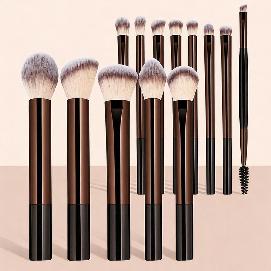 Soft-bristled Makeup Brush Set, 17 Full Sets, Novice Loose Powder, Eyeshadow, Foundation Brush with Storage, Cosmetic Bag, Air Cushion Tool.