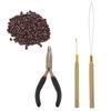 Hair Extensions Tool Kit : I-Tip Hair Pliers 500 Pieces Micro Silicone Hair Beads/Rings Pulling Loop Threader Hook Needle
