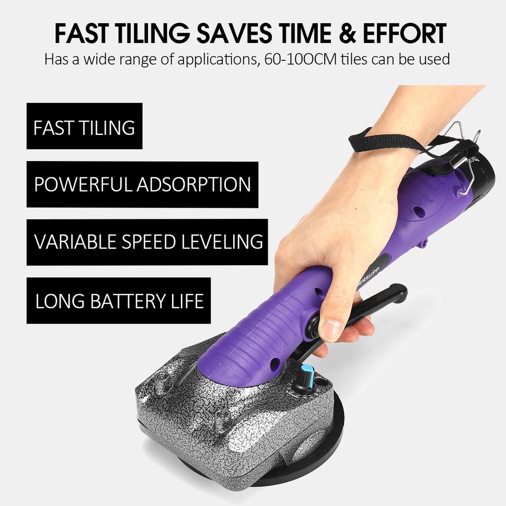 1500W Tiling Tiles Machine Tile Vibrator Suction Cup 10 Gear Adjustable Automatic Floor Vibrator Leveling Tools with 2 Battery
