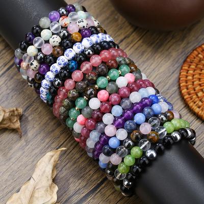 Оригинальный браслет Reiki Strawberry Quartz для мужчин и женщин, натуральный лазурит, аметист, желтый тигровый глаз, бусины, браслет, ювелирные изделия