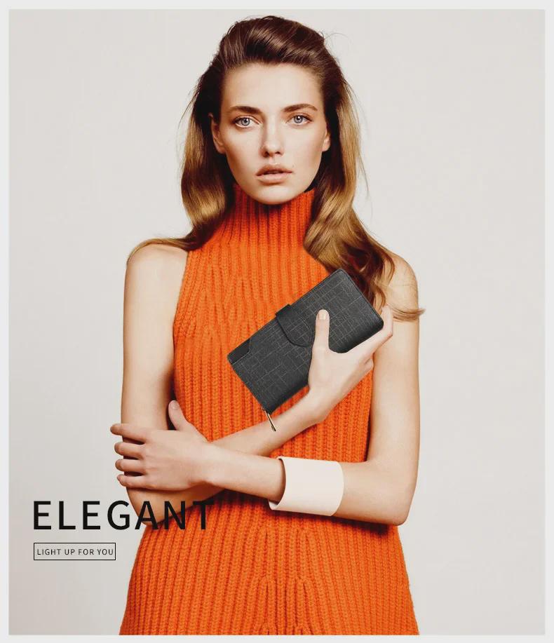 Женский роскошный двухслойный длинный клатч-кошелек из коровьей кожи 2024 года