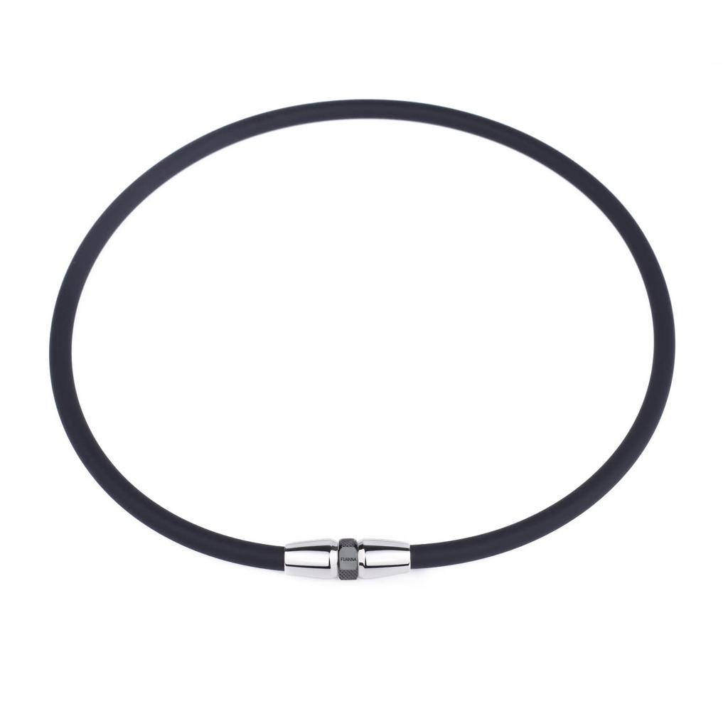 FUANNA Men's Magnetic Necklace [Suitable for All Seasons] (Black + Black, 50cm)
