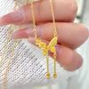 Flower Butterfly Flowing Water Pendant Necklace Light Luxury Temperament High Sense Collarbone Chain Niche Sweet Versatile Jewelry