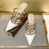 2024 Spring/Summer New Baotou Slippers for Women Wearing Riveted Pointed Thin Heel High Heel Shoes and Sandals for Women Sexy