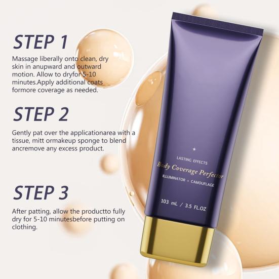 103ML Body Concealer Waterproof Sweat-Proof Long Lasting Natural Lightweight Men Women Arm Leg Full Body Stretch Marks Scars Spots Coverage Care Cream