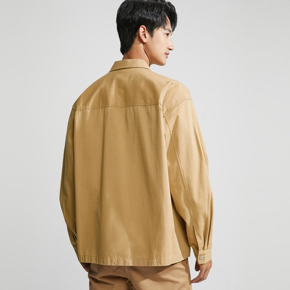 Calvin Klein Квадратный воротник с надписью Рабочая одежда Повседневная рубашка с длинным рукавом Мужские рубашки цвета хаки J322476