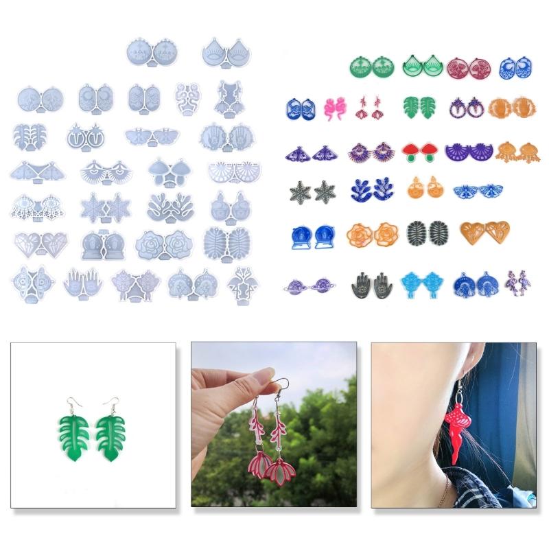 28 Pcs Multiple Styles Geometry Earrings Silicone Molds Suitable for Epoxy Diy Crafts Ornament Pendant Keychain Making