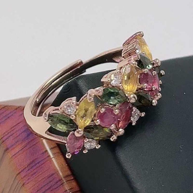 Sace Gems Кольца из стерлингового серебра 925 пробы 2,5*5 мм с натуральным турмалином и драгоценными камнями для женщин, обручальные, коктейльные, вечерние, изящные ювелирные изделия, подарок