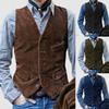 Retro Men's Corduroy Vest Casual Jacket - American and British Style Workwear