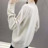Pofulove Women Lace Round Neck Button Long Sleeve Sweater Slim Warm Pullover Undershirt Sweatshirts