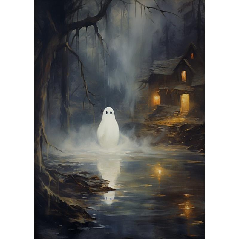 Призрак на унитазе, читающий газету, Постер, Мрачная викторианская картина на холсте, Веселое жуткое настенное искусство, Декор для комнаты, дома, стены