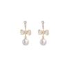 17KM Bow Drop Earrings for Women Elegant Artificial Pearls Earings Piercing Accessories Jewelry