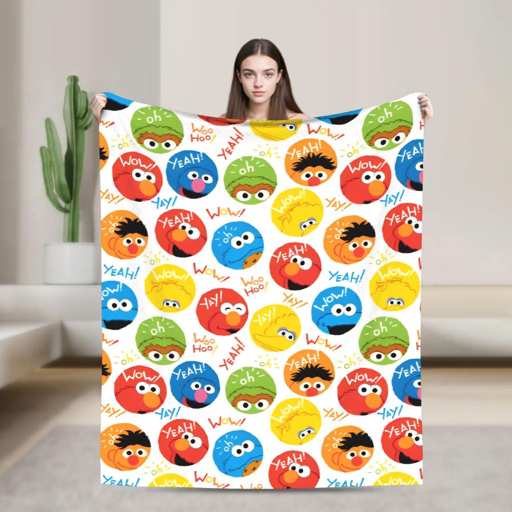 Christmas Present Pattern Blanket S-Sesames Streets Warm Soft Plush Throw Blanket For Couch Sofa Bed Flannel Bedspread Bed Cover