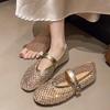 Fashion Breathable French Burst Flash Beautiful Rhinestone New Baotou Flat Summer Slippers for Outer Wear 2025 Single Shoes