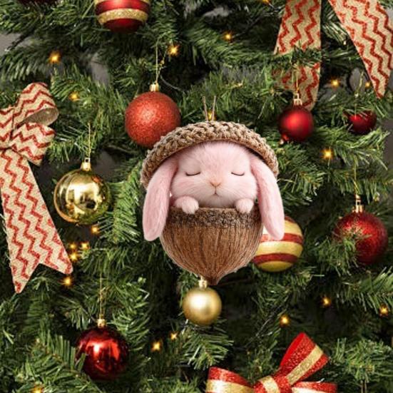 Шарм-подвеска в виде животного-шишки, легко подвешивается, акриловое рождественское подвесное украшение на праздничную тематику, яркий цвет, животное-орнамент