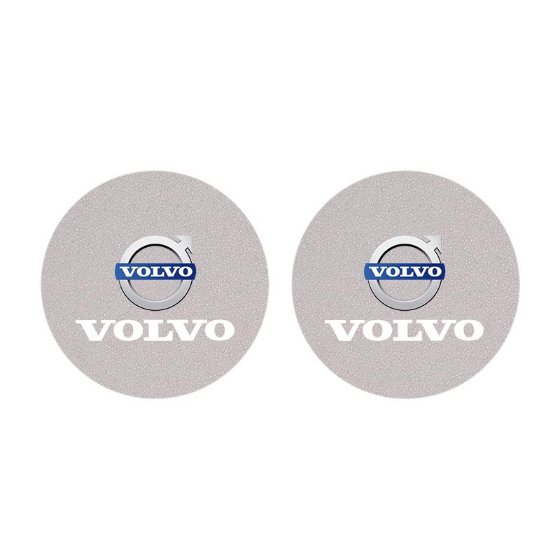 2Pcs Suede Leather Coaster Car Water Cup Anti-slip Pad Mat Auto Interior For Volvo XC60 XC90 V40 V60 S60 V50 V90 S80 C40 V70 C30