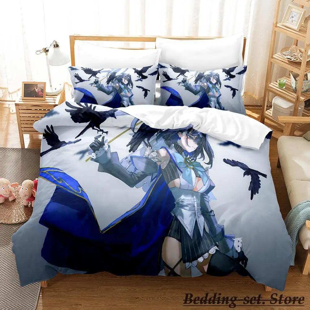Ouro Kronii Bedding Set Single Twin Full Queen King Size Bed Set Adult Kid Bedroom Duvetcover Sets Anime Parure De Lit Bed