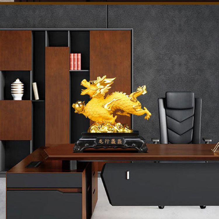 Китайский стиль Чжаоцай Фэншуй Золотой Дракон Орнамент Привлечение Богатства Счастливый Дракон Талисман Настольное Украшение