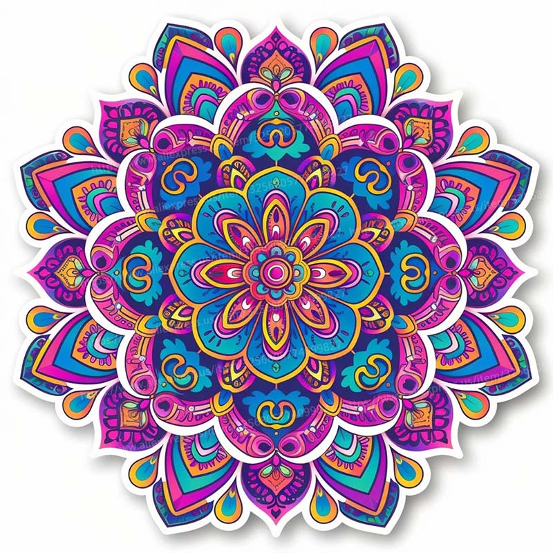 Neon Mandala Creative Wall Sticker Bathroom Living Room Background Decorations Wallpaper Self Adhesive Home Decor Decals M951